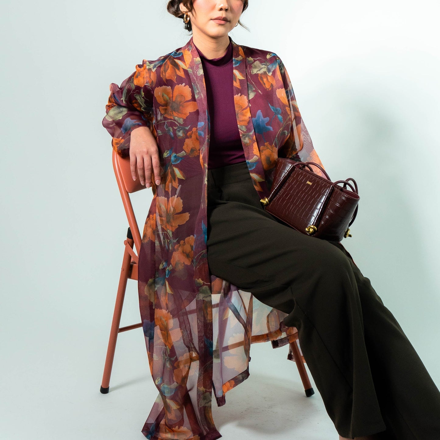 AILA The Kebaya Outer (Printed Maroon)