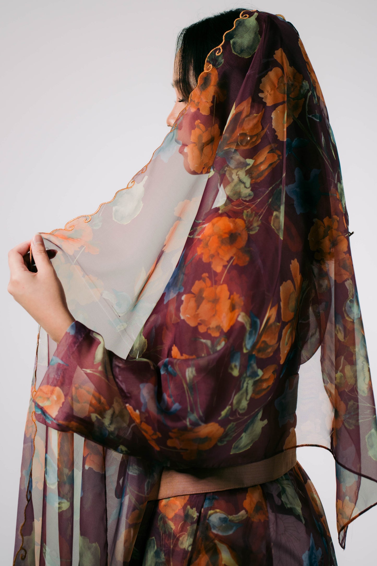 ESME Edge Shawl – Printed Maroon