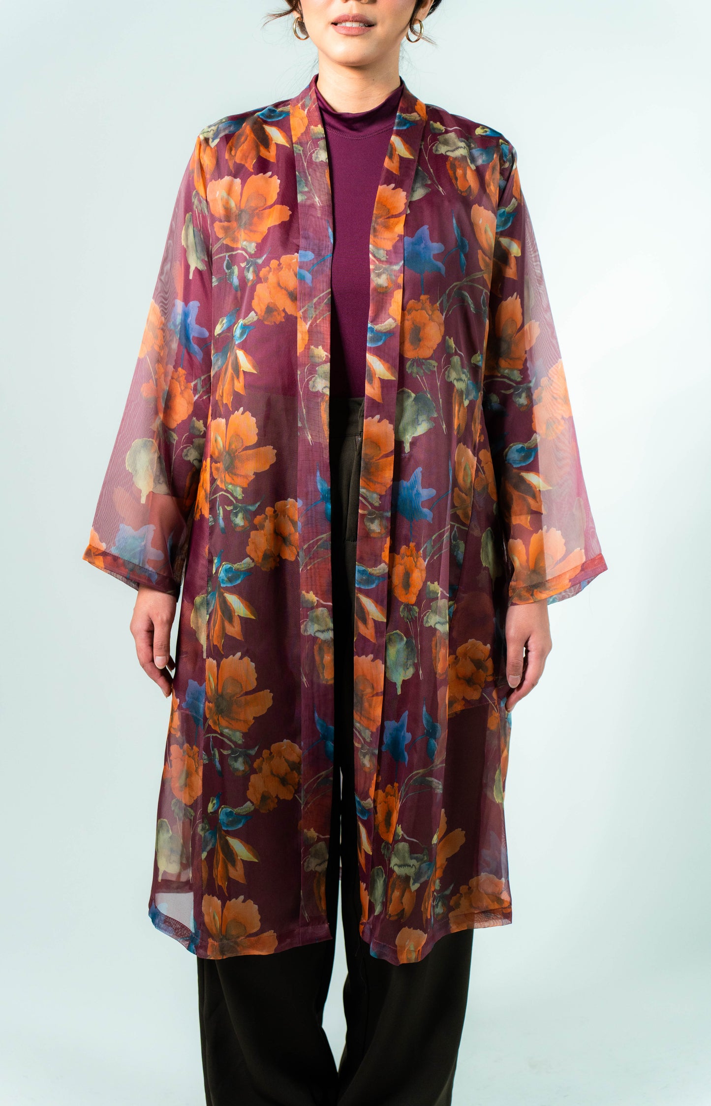 AILA The Kebaya Outer (Printed Maroon)
