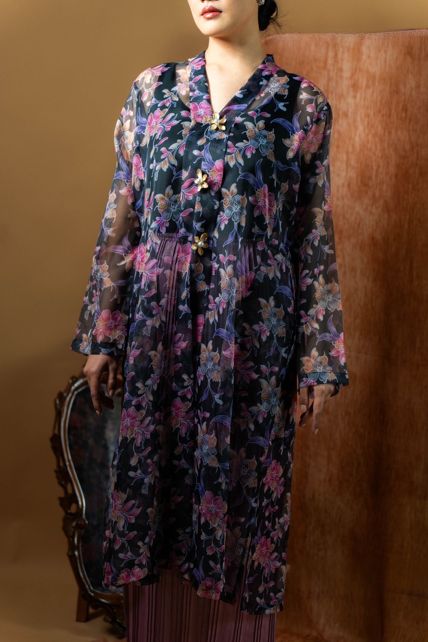 AILA The Kebaya Outer (Printed Black)